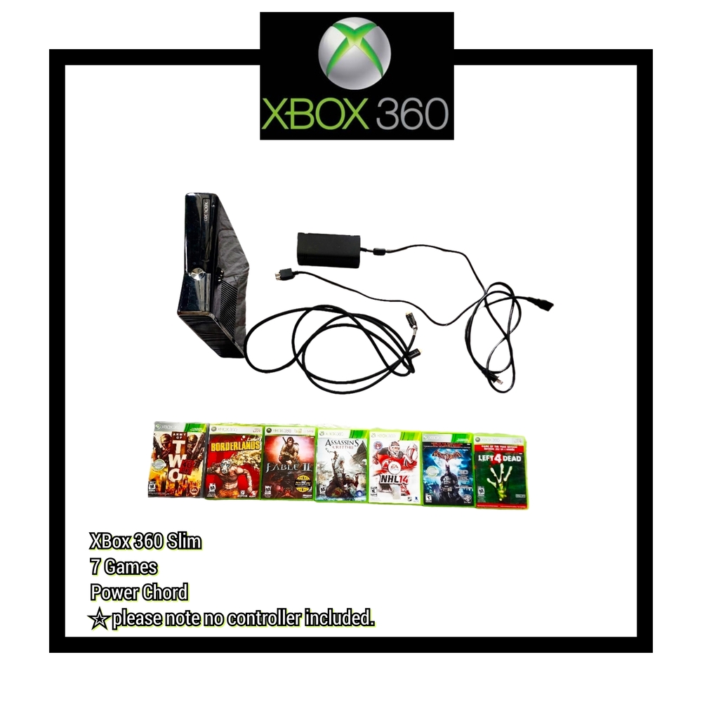🎮 Xbox 360 Slim Console Bundle in Black with 7 Games 🎮